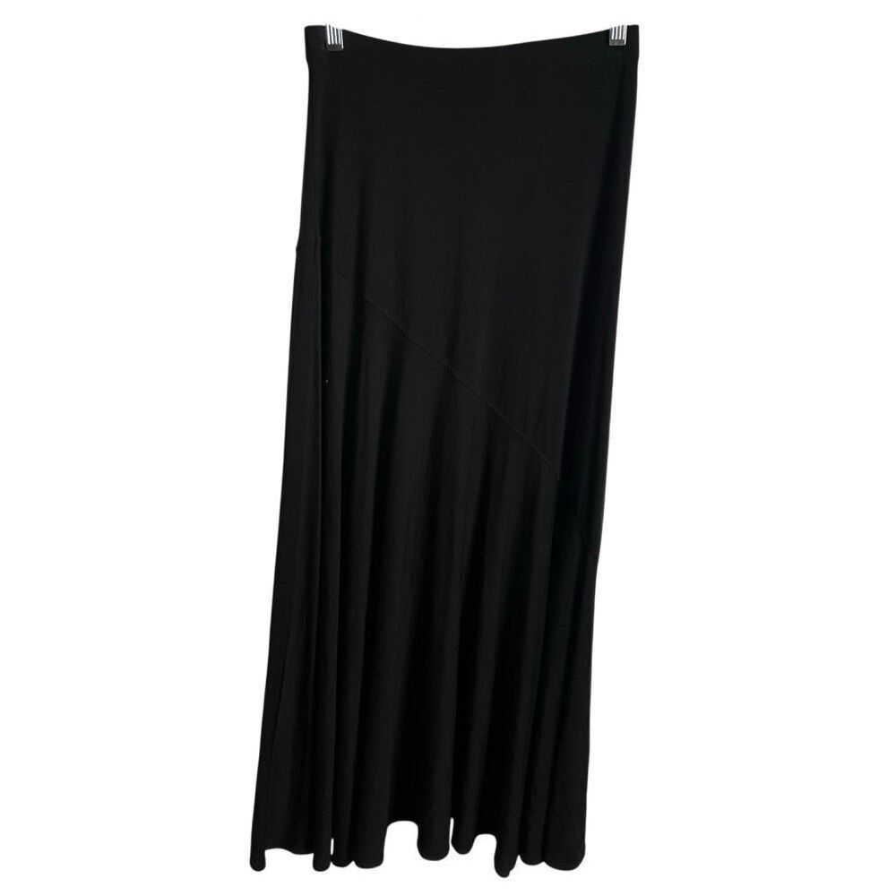 Chicos Womens Sammi Maxi Skirt Size 0 Black Jersey Knit Swing Bias Cut Capsule